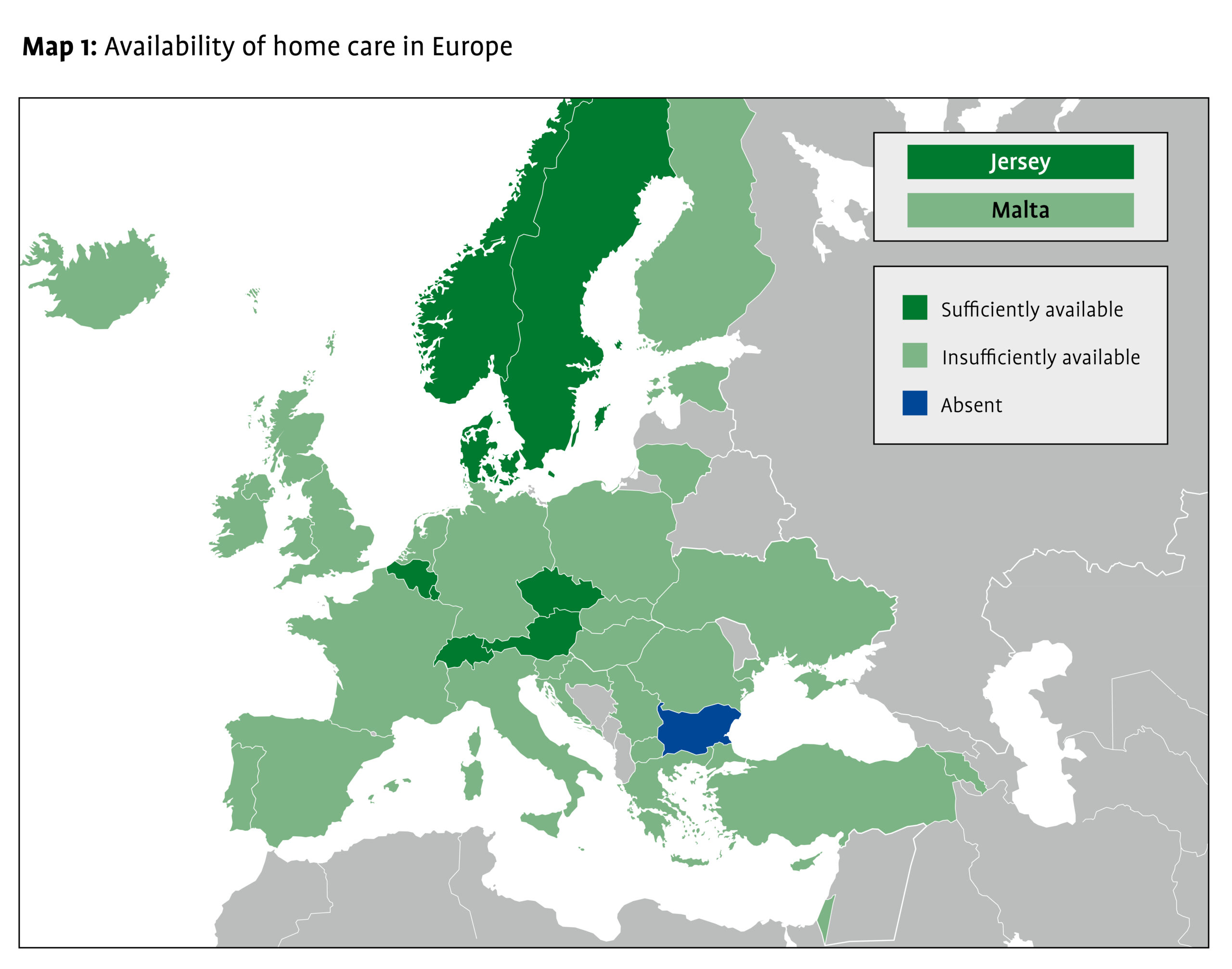 Availability of Home Care in Europe Map